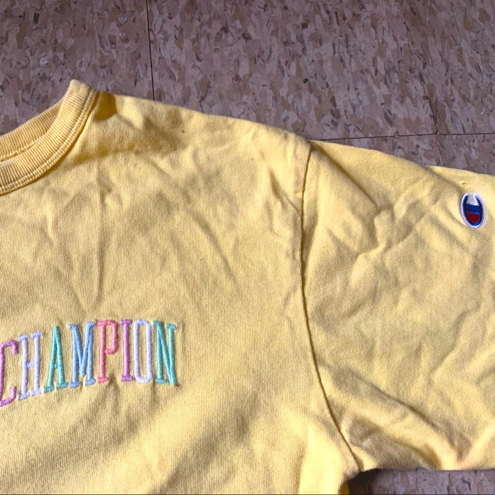 (X-SMALL) Cropped Yellow Champion T-Shirt
